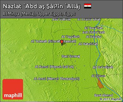 Physical 3D Map of Nazlat `Abd Aş Şālḩīn `Allāj
