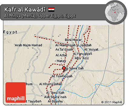 Shaded Relief 3D Map of Kafr Al Kawādī