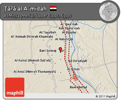 Shaded Relief 3D Map of Ţāḩā Al A`midah