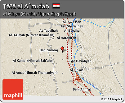 Shaded Relief 3D Map of Ţāḩā Al A`midah
