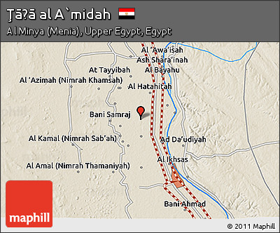 Shaded Relief 3D Map of Ţāḩā Al A`midah