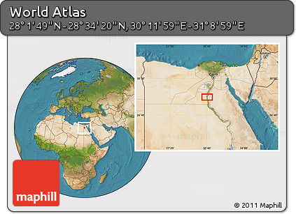 Satellite Location Map of the Area around 28° 18' 5" N, 30° 40' 29" E