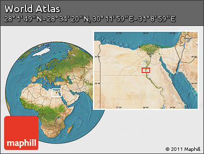 Satellite Location Map of the Area around 28° 18' 5" N, 30° 40' 29" E