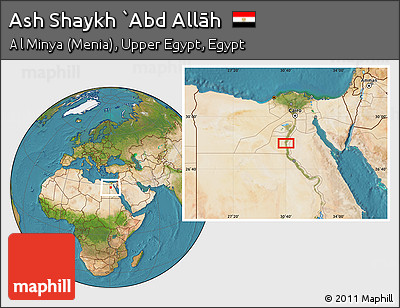 Satellite Location Map of Ash Shaykh `Abd Allāh