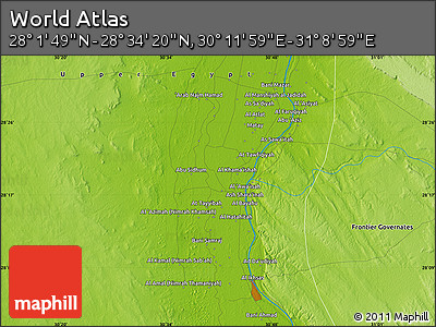 Physical Map of the Area around 28° 18' 5" N, 30° 40' 29" E