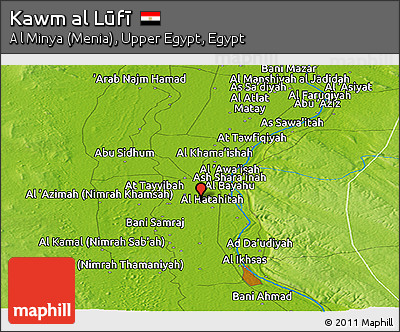 Physical Panoramic Map of Kawm Al Lūfī