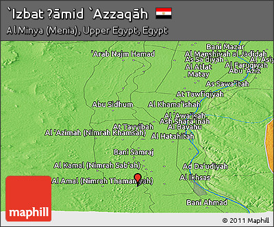 Political Panoramic Map of `Izbat Ḩāmid `Azzaqāh
