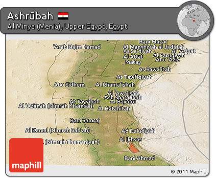 Satellite Panoramic Map of Ashrūbah