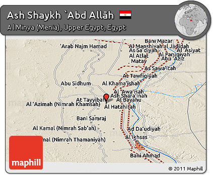 Shaded Relief Panoramic Map of Ash Shaykh `Abd Allāh