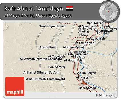 Shaded Relief Panoramic Map of Kafr Abū Al `Amūdayn