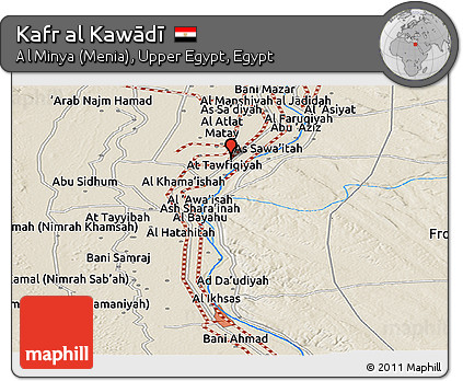 Shaded Relief Panoramic Map of Kafr Al Kawādī