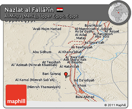 Shaded Relief Panoramic Map of Nazlat Al Fallāḩīn