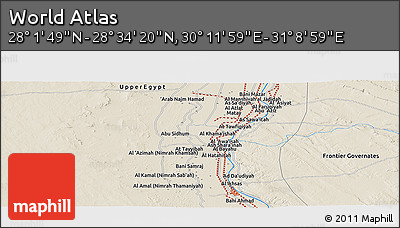 Shaded Relief Panoramic Map of the Area around 28° 18' 5" N, 30° 40' 29" E