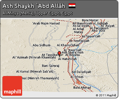 Shaded Relief Panoramic Map of Ash Shaykh `Abd Allāh