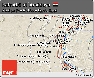 Shaded Relief Panoramic Map of Kafr Abū Al `Amūdayn
