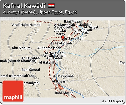 Shaded Relief Panoramic Map of Kafr Al Kawādī