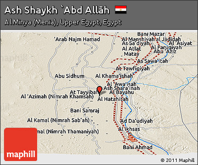 Shaded Relief Panoramic Map of Ash Shaykh `Abd Allāh