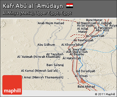 Shaded Relief Panoramic Map of Kafr Abū Al `Amūdayn