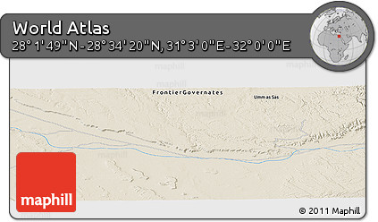 Shaded Relief Panoramic Map of the Area around 28° 18' 5" N, 31° 31' 29" E