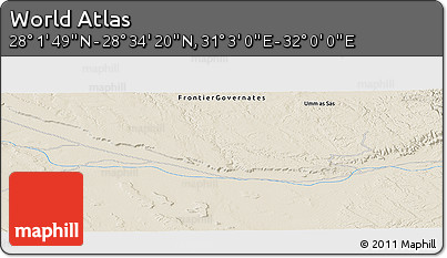Shaded Relief Panoramic Map of the Area around 28° 18' 5" N, 31° 31' 29" E