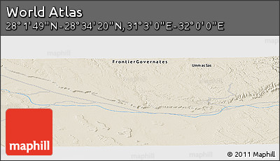 Shaded Relief Panoramic Map of the Area around 28° 18' 5" N, 31° 31' 29" E