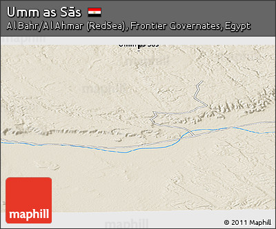 Shaded Relief Panoramic Map of Umm As Sās