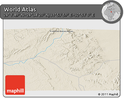Shaded Relief 3D Map of the Area around 28° 18' 5" N, 32° 22' 30" E