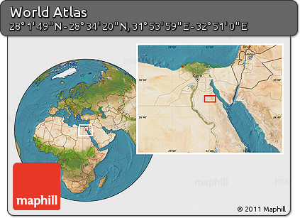 Satellite Location Map of the Area around 28° 18' 5" N, 32° 22' 30" E