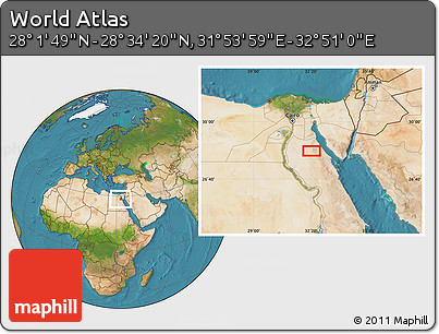 Satellite Location Map of the Area around 28° 18' 5" N, 32° 22' 30" E