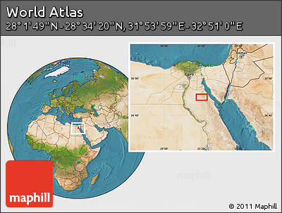 Satellite Location Map of the Area around 28° 18' 5" N, 32° 22' 30" E