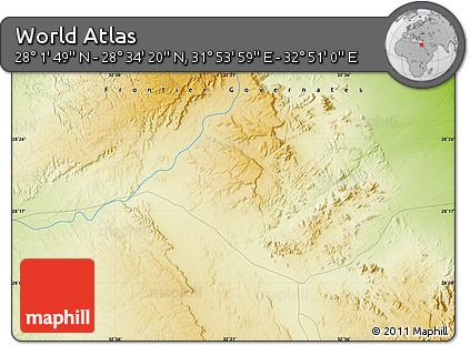 Physical Map of the Area around 28° 18' 5" N, 32° 22' 30" E