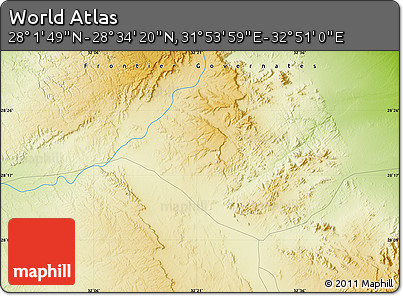 Physical Map of the Area around 28° 18' 5" N, 32° 22' 30" E