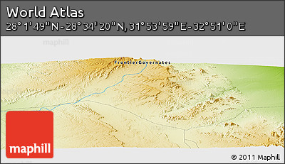 Physical Panoramic Map of the Area around 28° 18' 5" N, 32° 22' 30" E