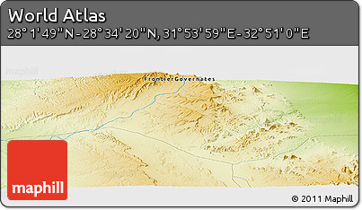 Physical Panoramic Map of the Area around 28° 18' 5" N, 32° 22' 30" E