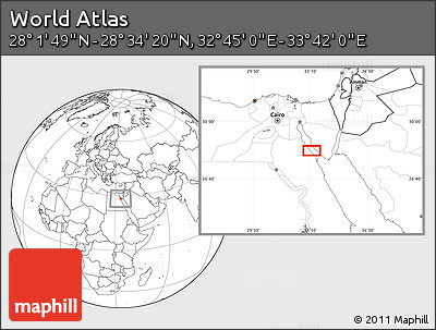 Blank Location Map of the Area around 28° 18' 5" N, 33° 13' 30" E