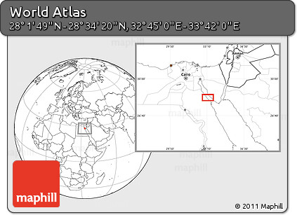 Blank Location Map of the Area around 28° 18' 5" N, 33° 13' 30" E