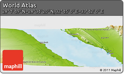 Physical Panoramic Map of the Area around 28° 18' 5" N, 33° 13' 30" E