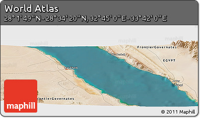 Satellite Panoramic Map of the Area around 28° 18' 5" N, 33° 13' 30" E