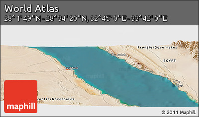 Satellite Panoramic Map of the Area around 28° 18' 5" N, 33° 13' 30" E