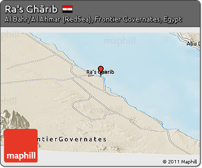 Shaded Relief Panoramic Map of Ra's Ghārib