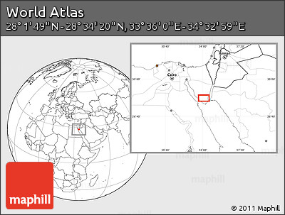 Blank Location Map of the Area around 28° 18' 5" N, 34° 4' 30" E