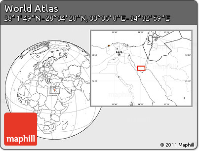 Blank Location Map of the Area around 28° 18' 5" N, 34° 4' 30" E