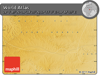 Physical Map of the Area around 28° 18' 5" N, 38° 19' 30" E