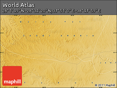Physical Map of the Area around 28° 18' 5" N, 38° 19' 30" E