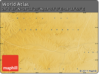 Physical Map of the Area around 28° 18' 5" N, 38° 19' 30" E