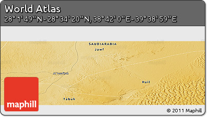Physical Panoramic Map of the Area around 28° 18' 5" N, 39° 10' 29" E