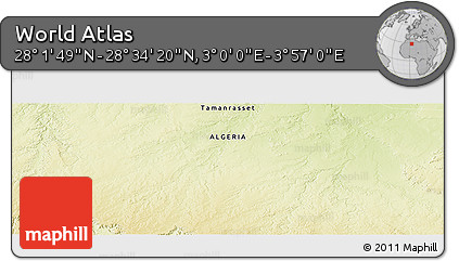 Physical Panoramic Map of the Area around 28° 18' 5" N, 3° 28' 30" E