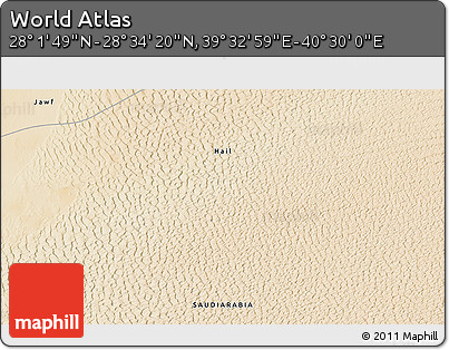 Satellite 3D Map of the Area around 28° 18' 5" N, 40° 1' 29" E