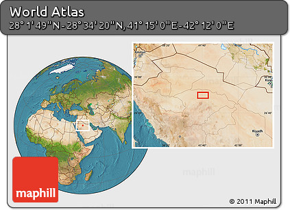 Satellite Location Map of the Area around 28° 18' 5" N, 41° 43' 30" E