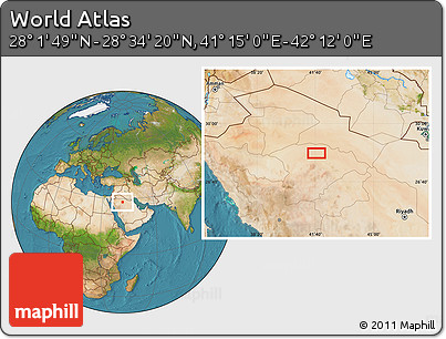 Satellite Location Map of the Area around 28° 18' 5" N, 41° 43' 30" E